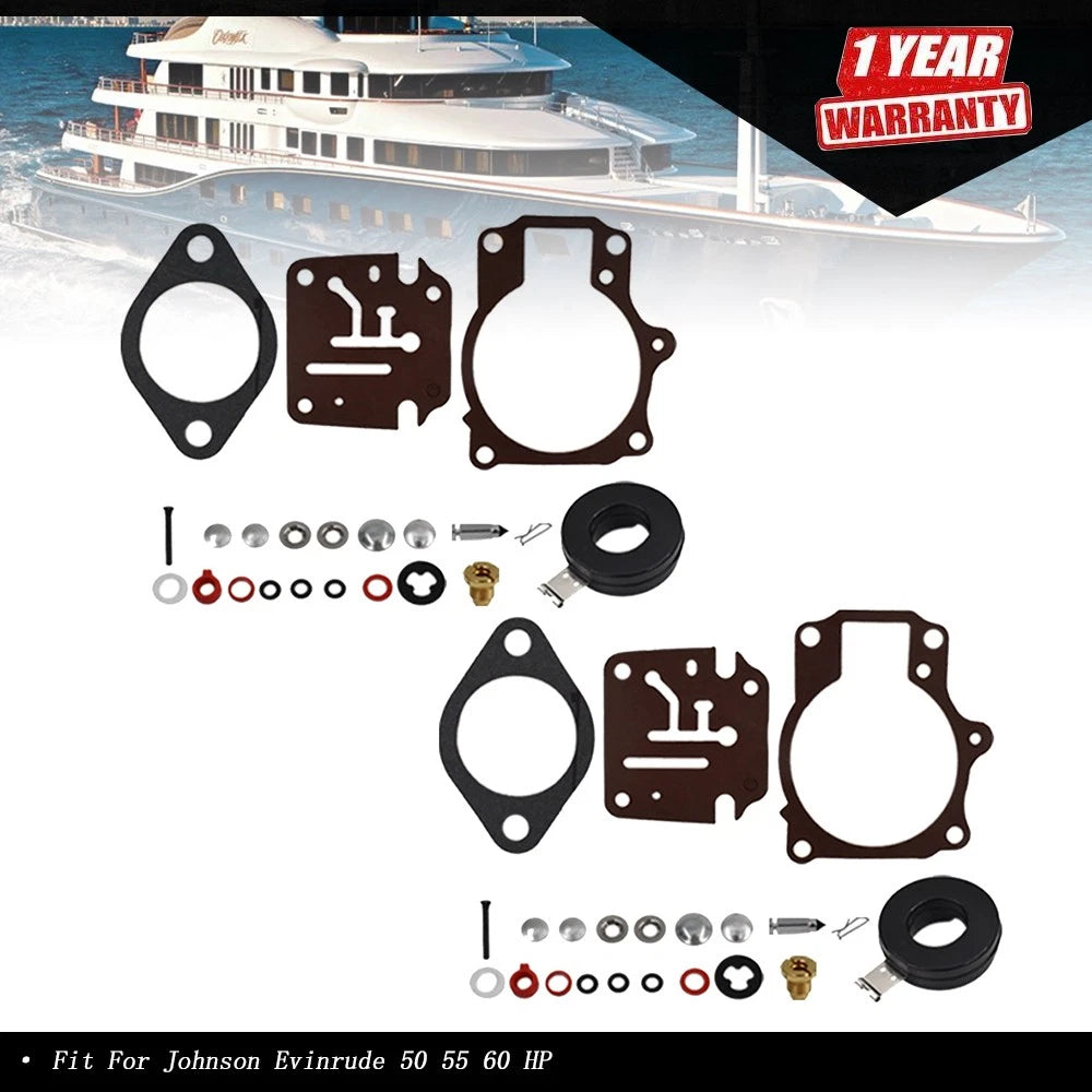 2Pcs Carburetor Rebuild Kit with Float for Johnson Evinrude 50-60 HP