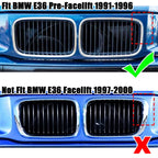 Pair Front Hood Kidney Grille for BMW 3 Series E36 (1992–1996) Matte Black