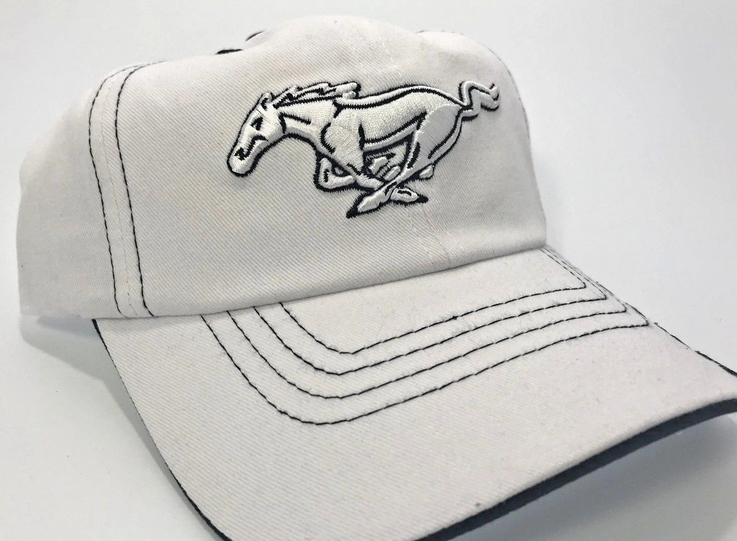 Ford Mustang Licensed Hat Cap White Black Pony Emblem for Ford Mustang (2005–2024)