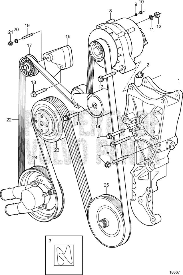 Serpentine Alternator Water Pump Belt for Volvo Penta 4.3L 5.0L 5.7L (–) 3860086