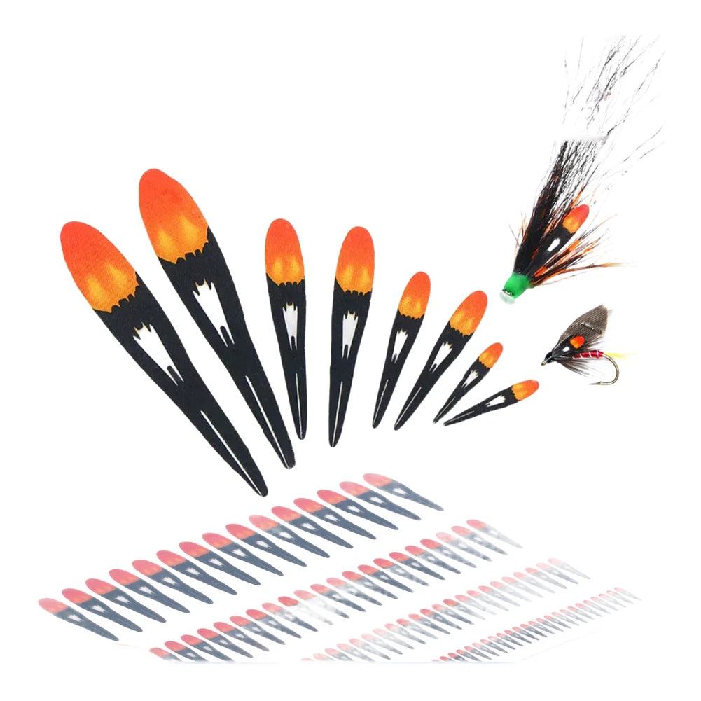 Jungle Cock Feather Stickers Red Black EVA for Fly Tying (Dry Nymph)