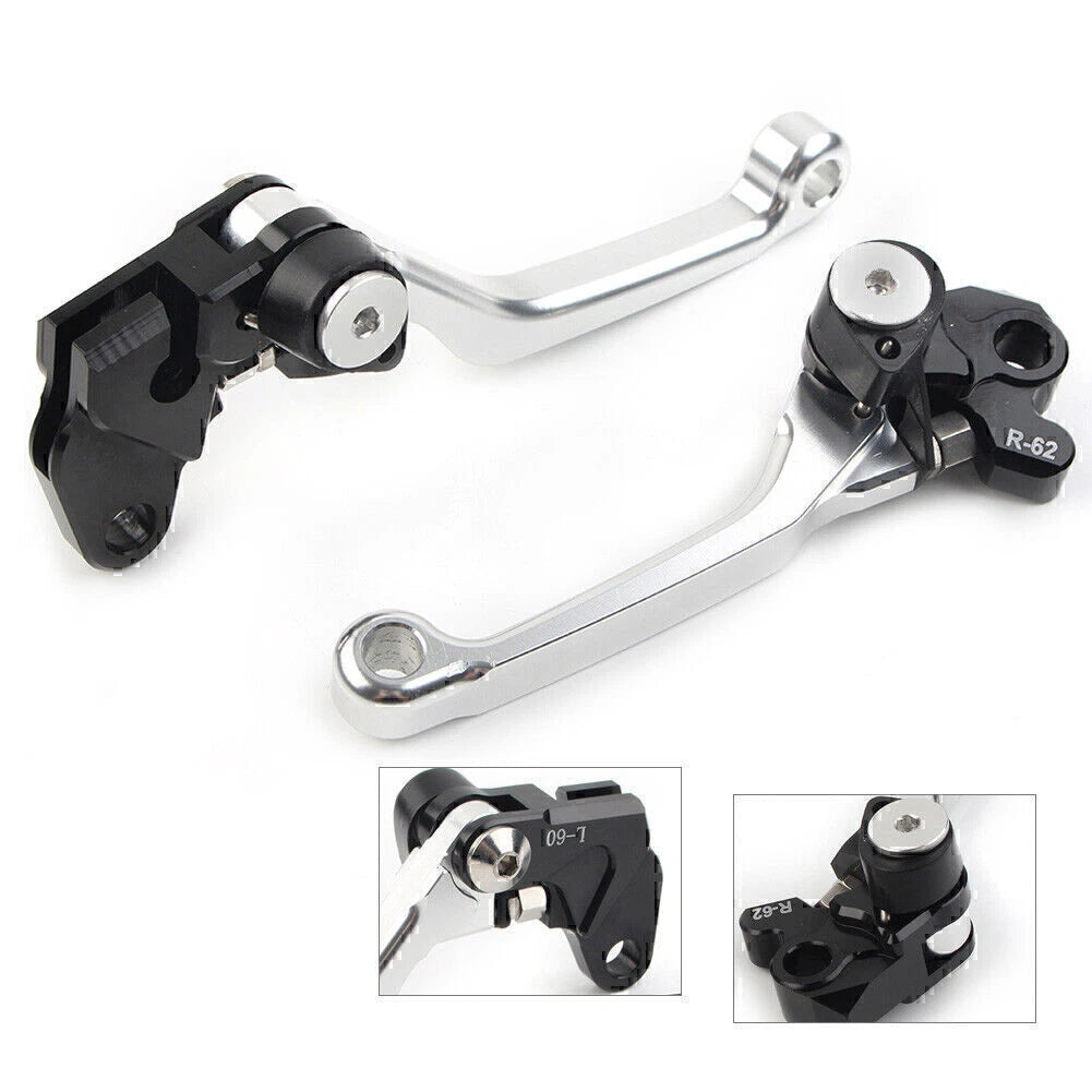 Pair Silver Pivot Brake Clutch Levers for Suzuki RM85 RM125 RM250 (1995–2008)