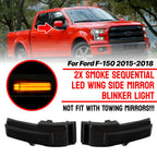 Smoke Dynamic Side Wing Mirror Turn Signal Light Lamp for Ford F-150 (2015–2018)