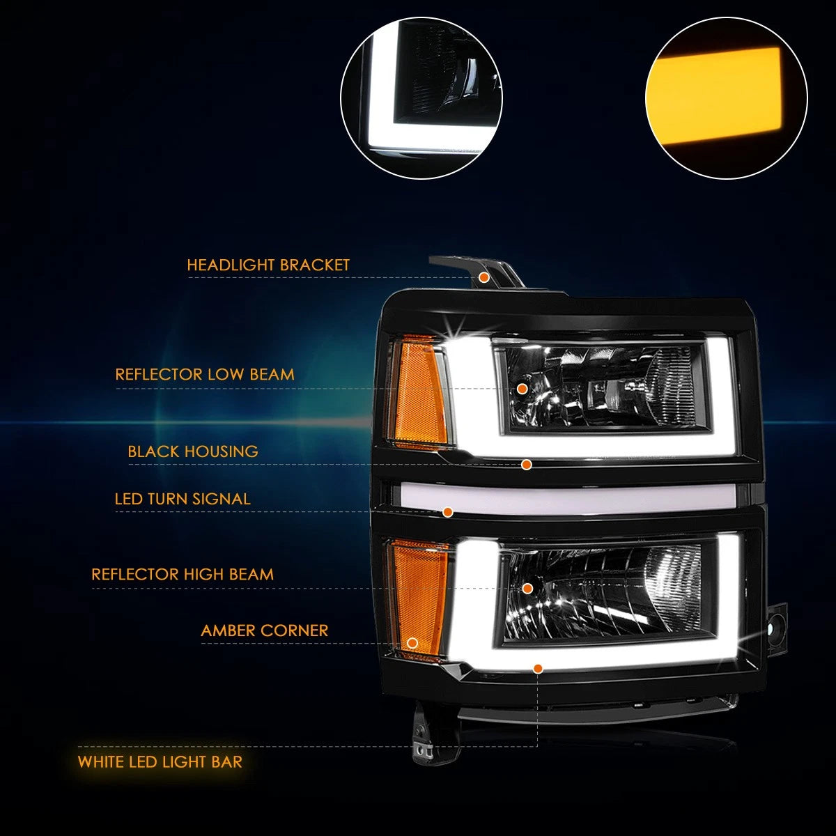 HID Projector Headlight Lamp for Ford Mustang (2018–2022)