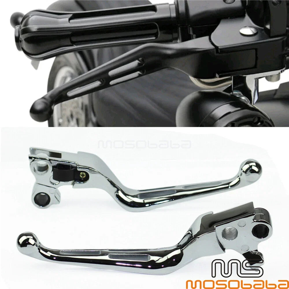 Chrome Billet 3 Slot Brake Clutch Levers for Harley Dyna Sportster Softail FLHR