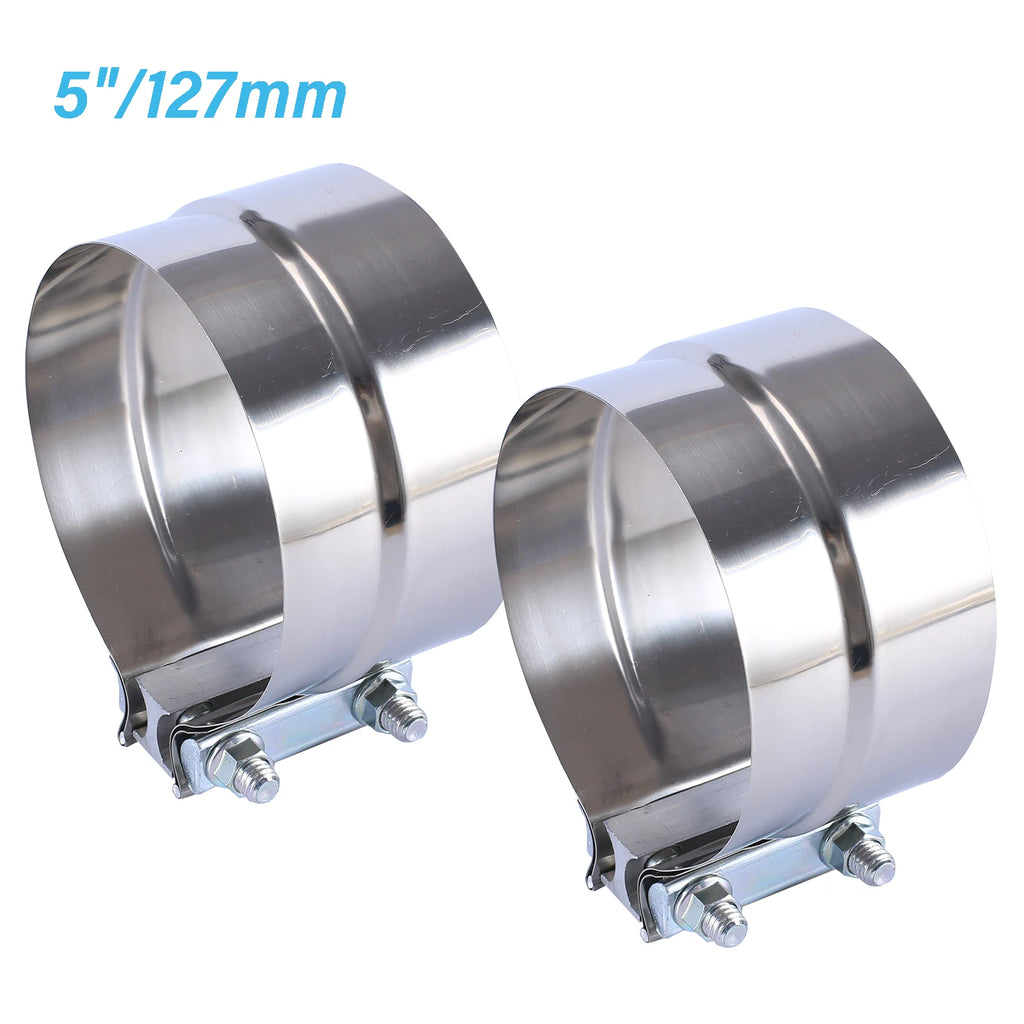 2Pcs 5" Stainless Exhaust Band Clamp for Catback Muffler Pipe