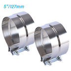 2Pcs 5" Stainless Exhaust Band Clamp for Catback Muffler Pipe
