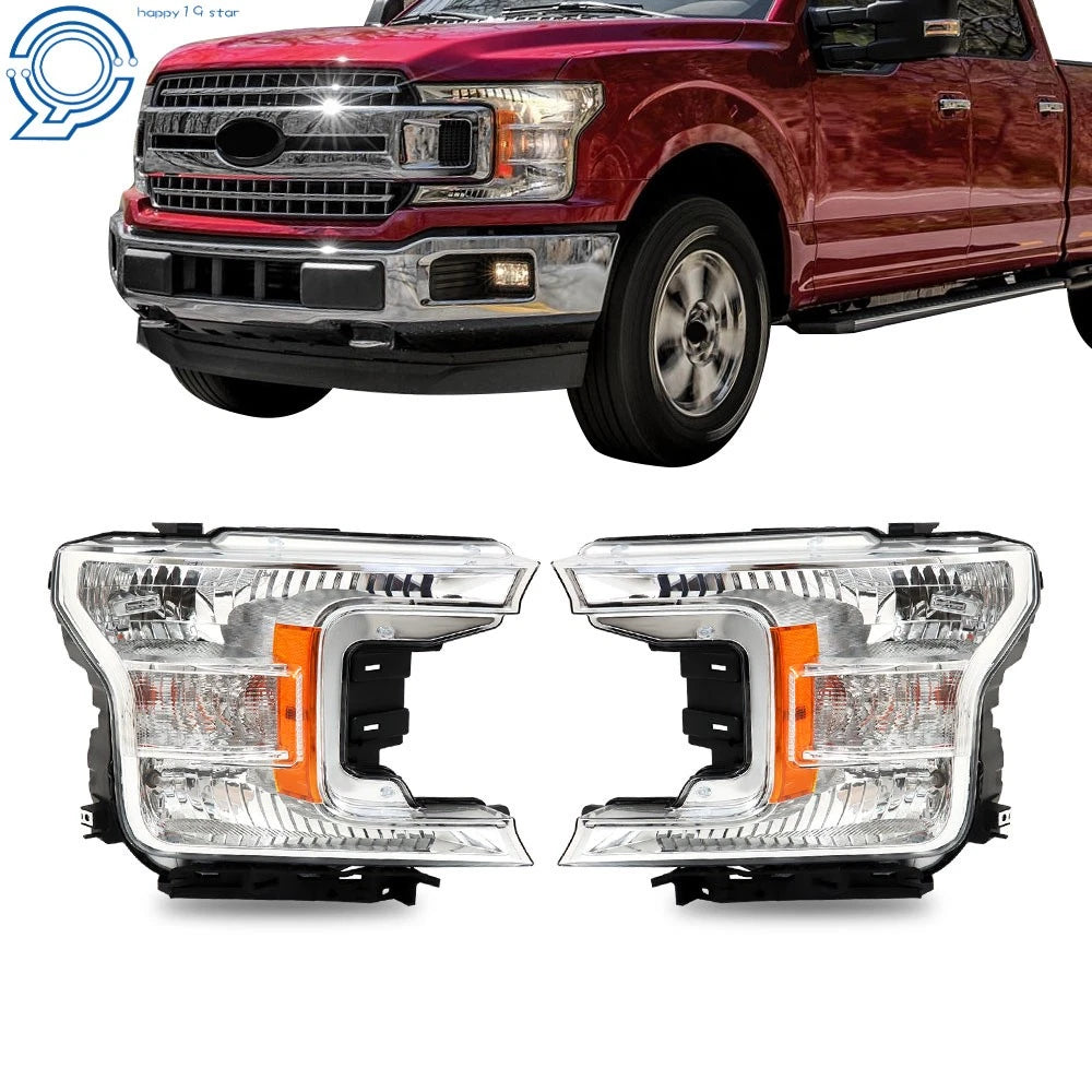 Pair Chrome Headlight Assembly for Ford F-150 (2018–2020)