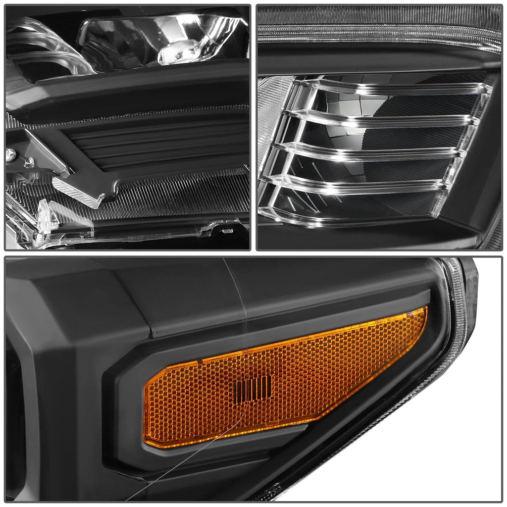Black Housing Amber Corner Projector Headlights for Toyota Tacoma (2016–2020)