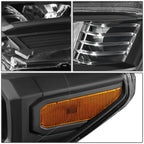 Black Housing Amber Corner Projector Headlights for Toyota Tacoma (2016–2020)