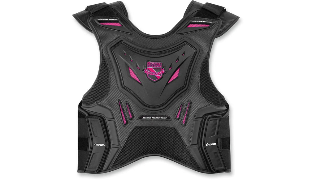 Women's Black/Pink Icon Field Armor Stryker Motorcycle Vest (All Sizes)