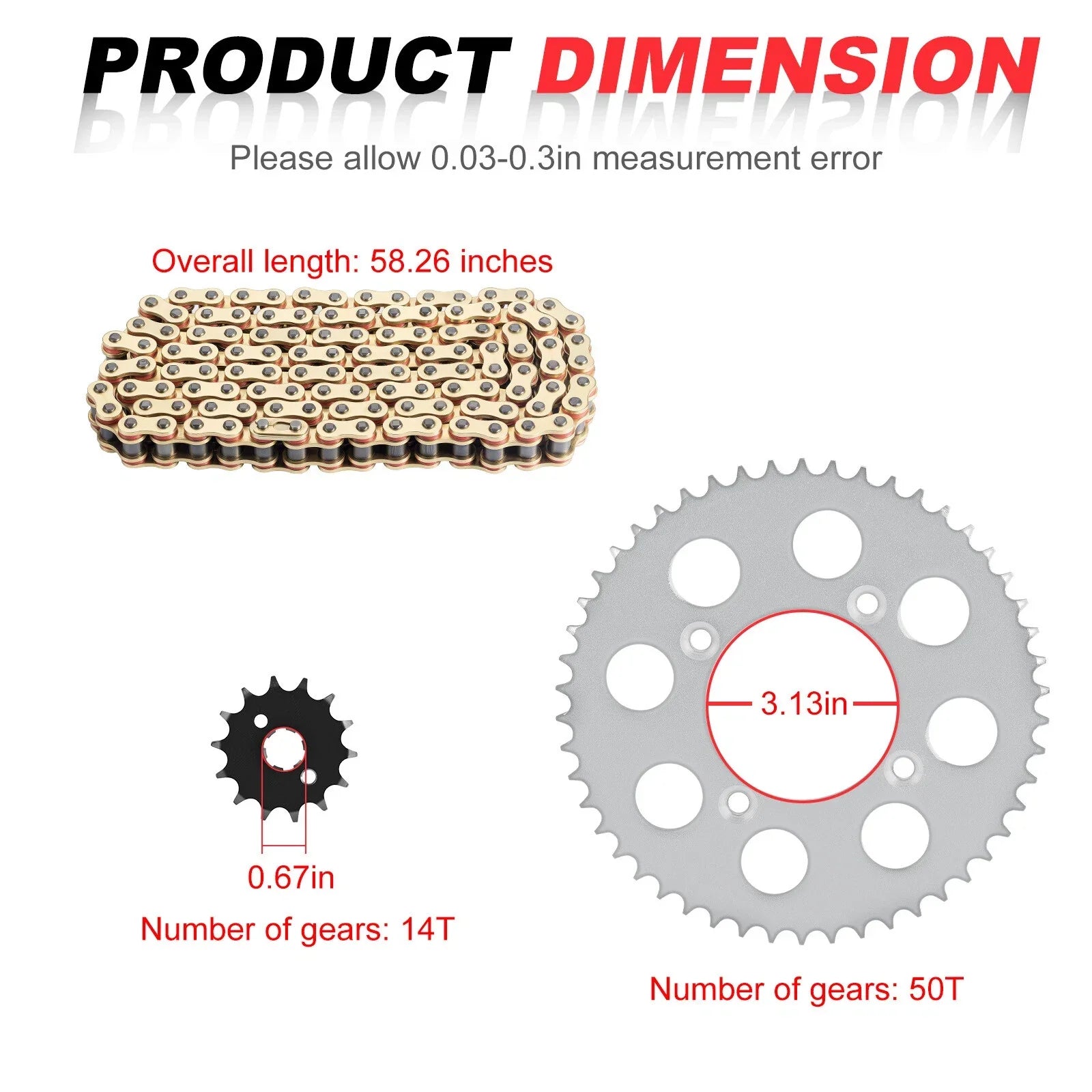 Drive Sprocket & Chain w Bolts X-Ring 118 Links for Honda XR100R CRF100F (2003–2003)