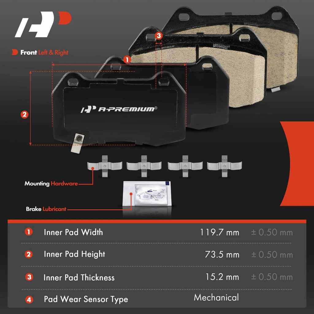 Set of 4 Front Ceramic Brake Pads for Nissan Sentra (2002–2006)
