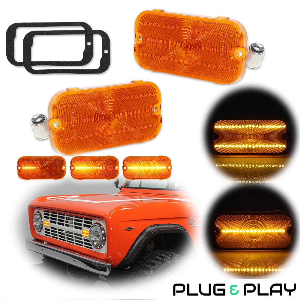 Amber Sequential LED DRL Signal Lights for Ford Bronco (1966–1968)