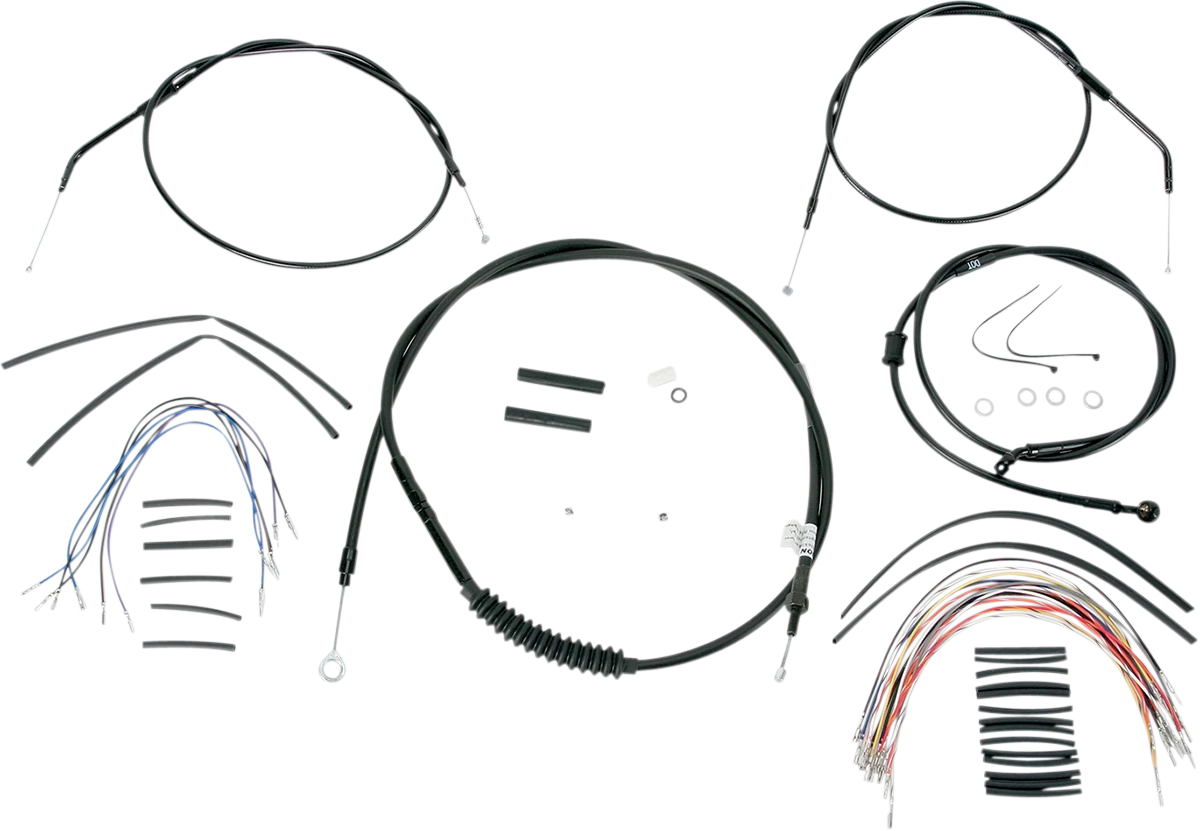 Complete Black Vinyl Handlebar Cable/Line Kit for Ape Hangers (12")
