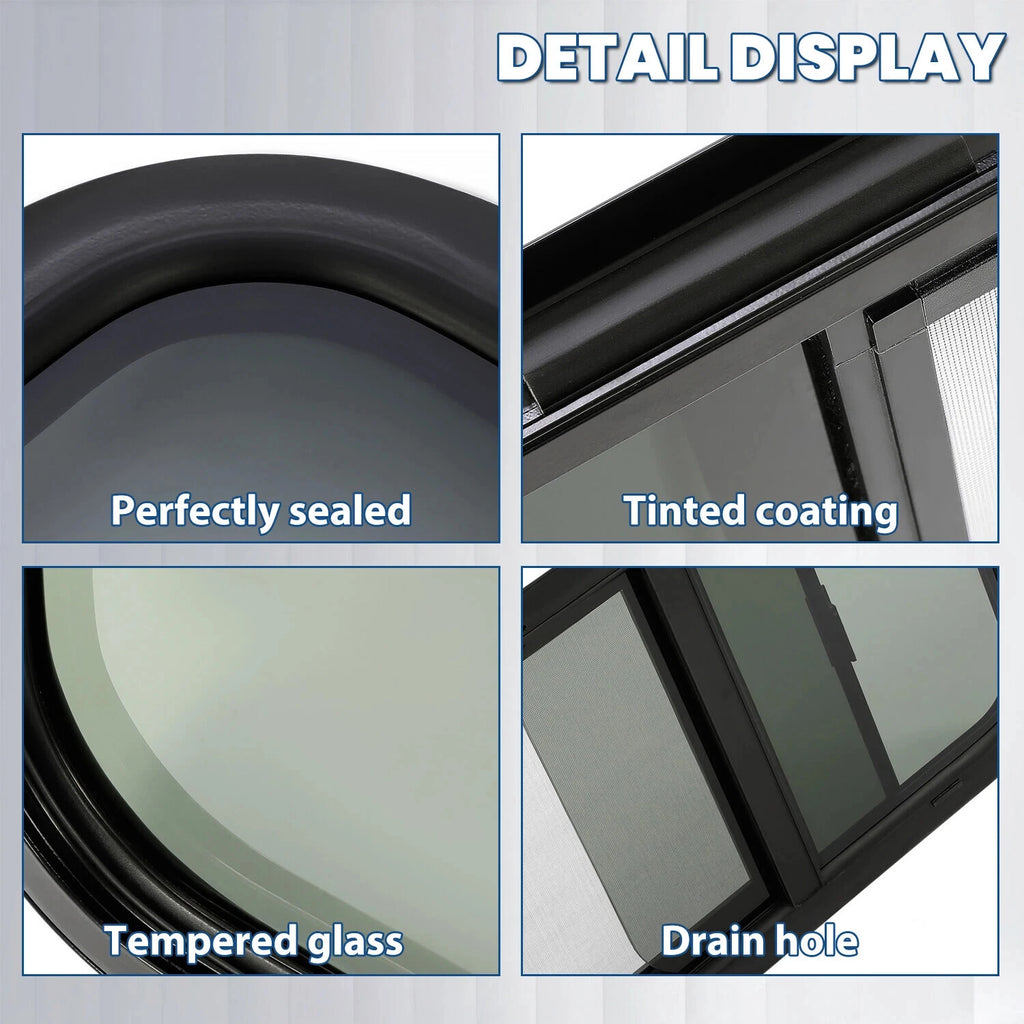 24" x 15" RV Window with Trim Ring for Camper Cargo Trailer