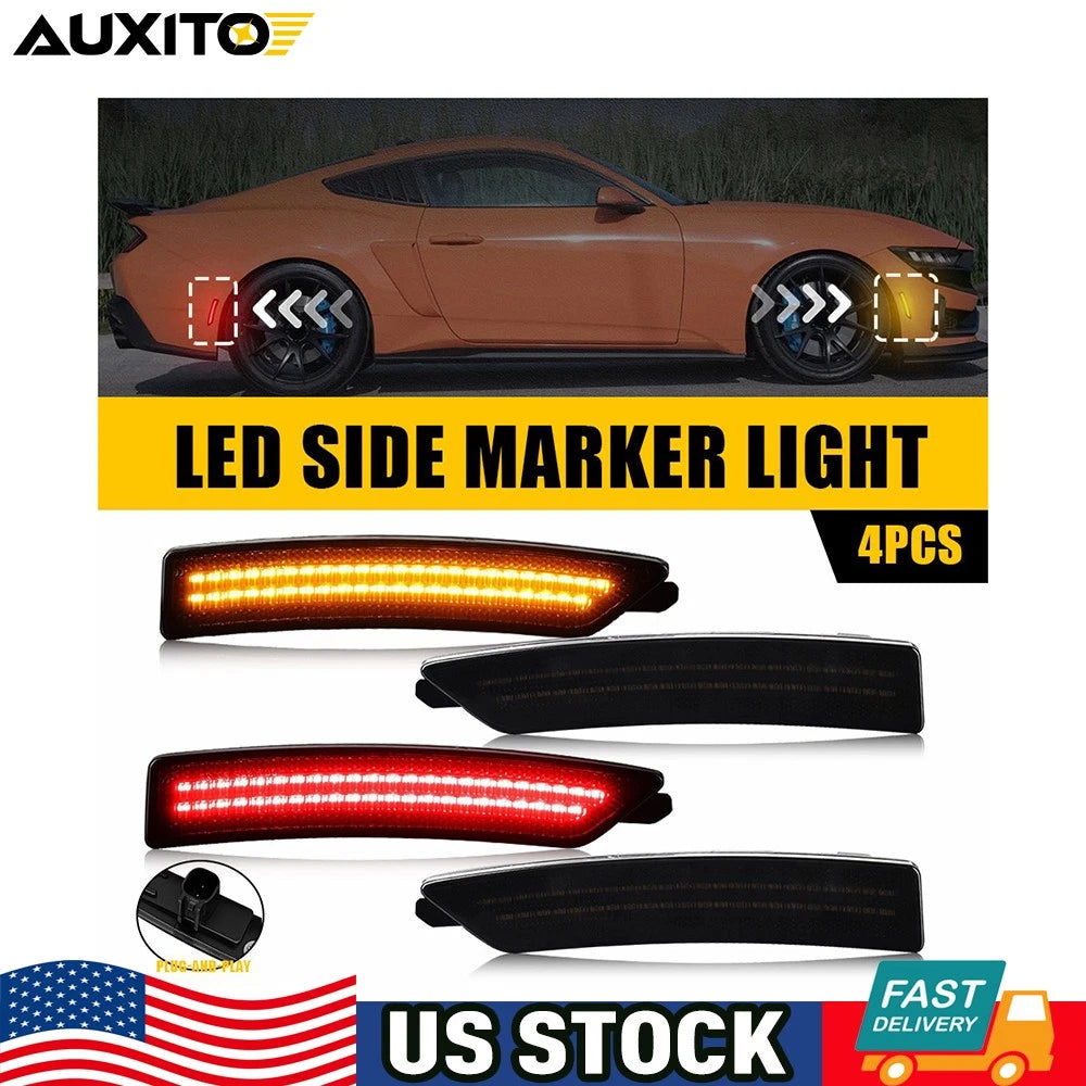 Smoked Lens LED Front Rear Side Marker Light Kit for Ford Mustang (2024–2024)