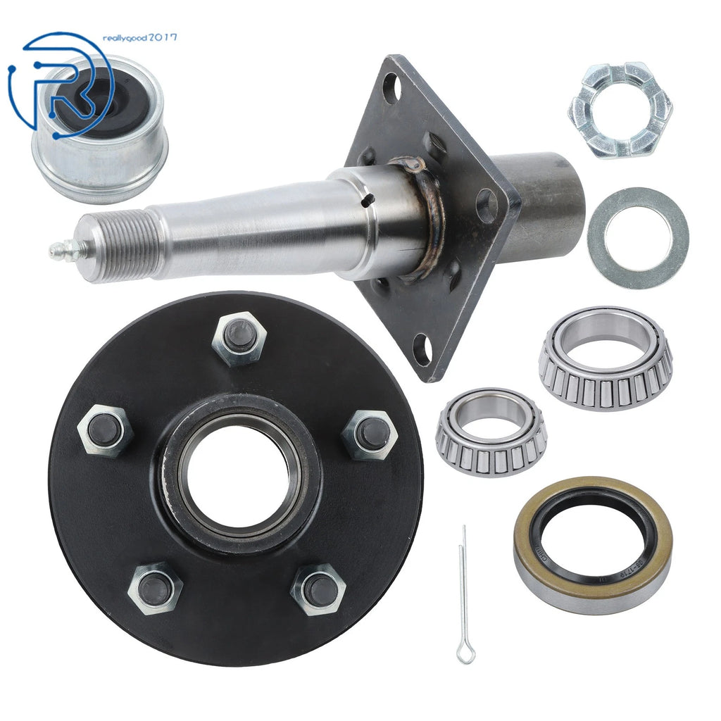 Trailer Hub Assembly & Circle #84 Spindle & Brake Flange for 5 on 4.5" (Pre-Assembled)