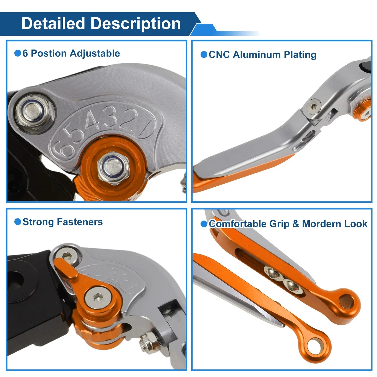 Short Long Brake Clutch Levers for Honda Rebel CMX 500 300 (2017–2021) Titanium Orange