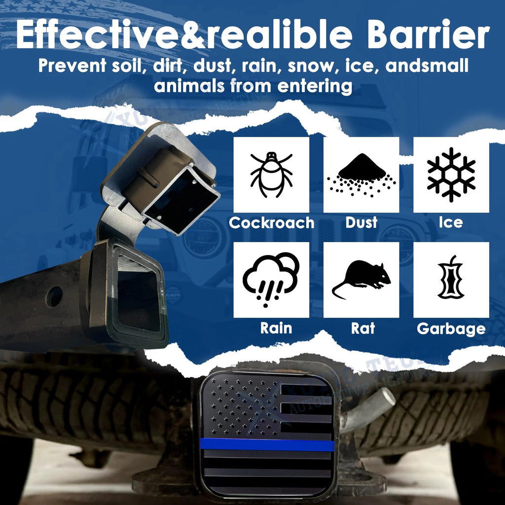 Universal Blue Line Tow Hitch Cover for Universal Fit (-)