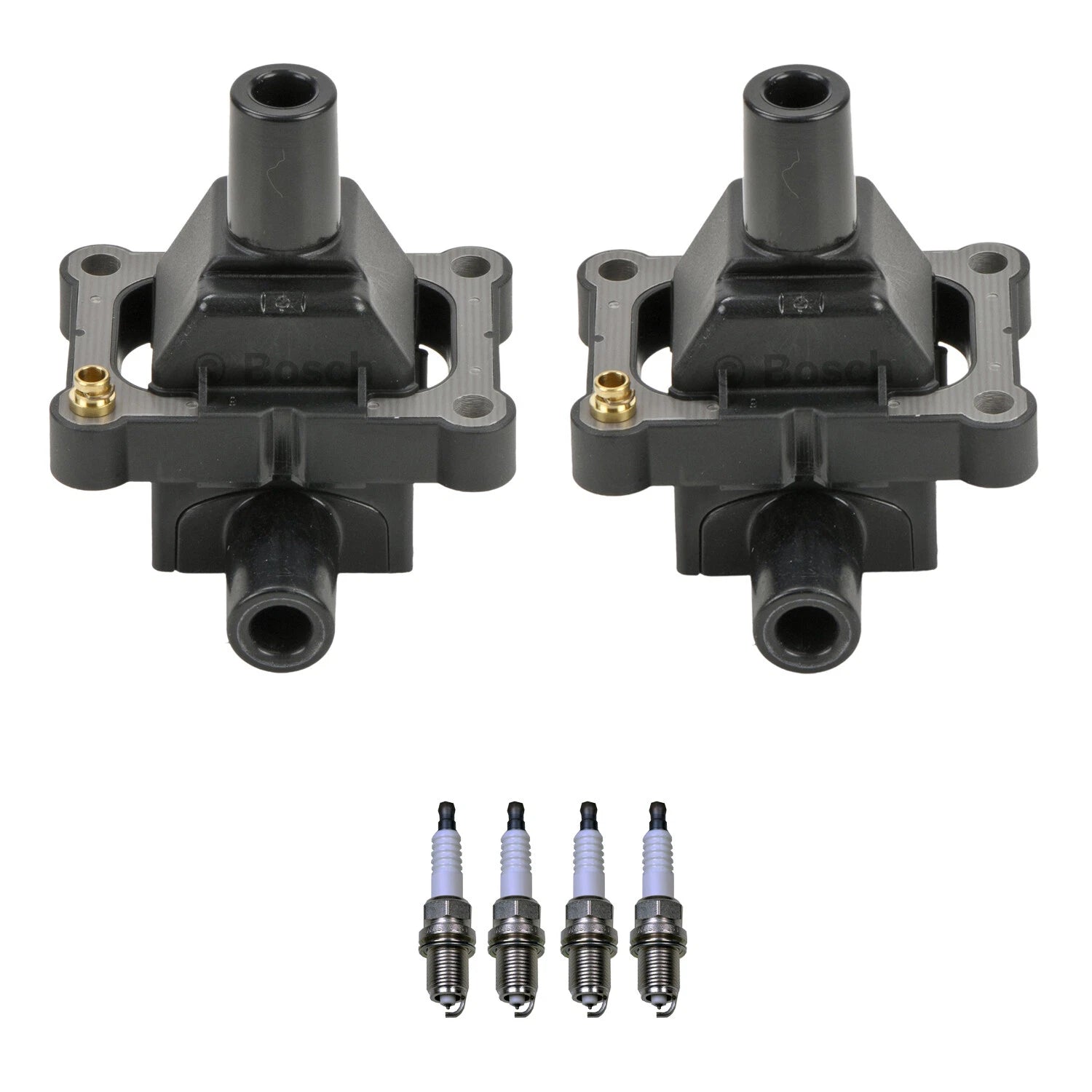 2 Ignition Coils & 4 Double Platinum Spark Plugs for Mercedes R170 SLK230 (1998–2004)