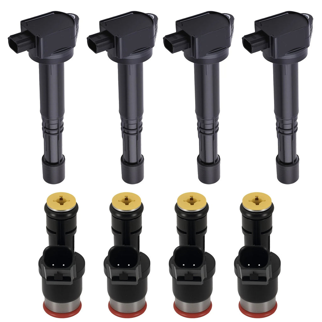 Set of 4 Fuel Injectors + 4 Ignition Coils for Acura ILX 2.4L (2013–2015)