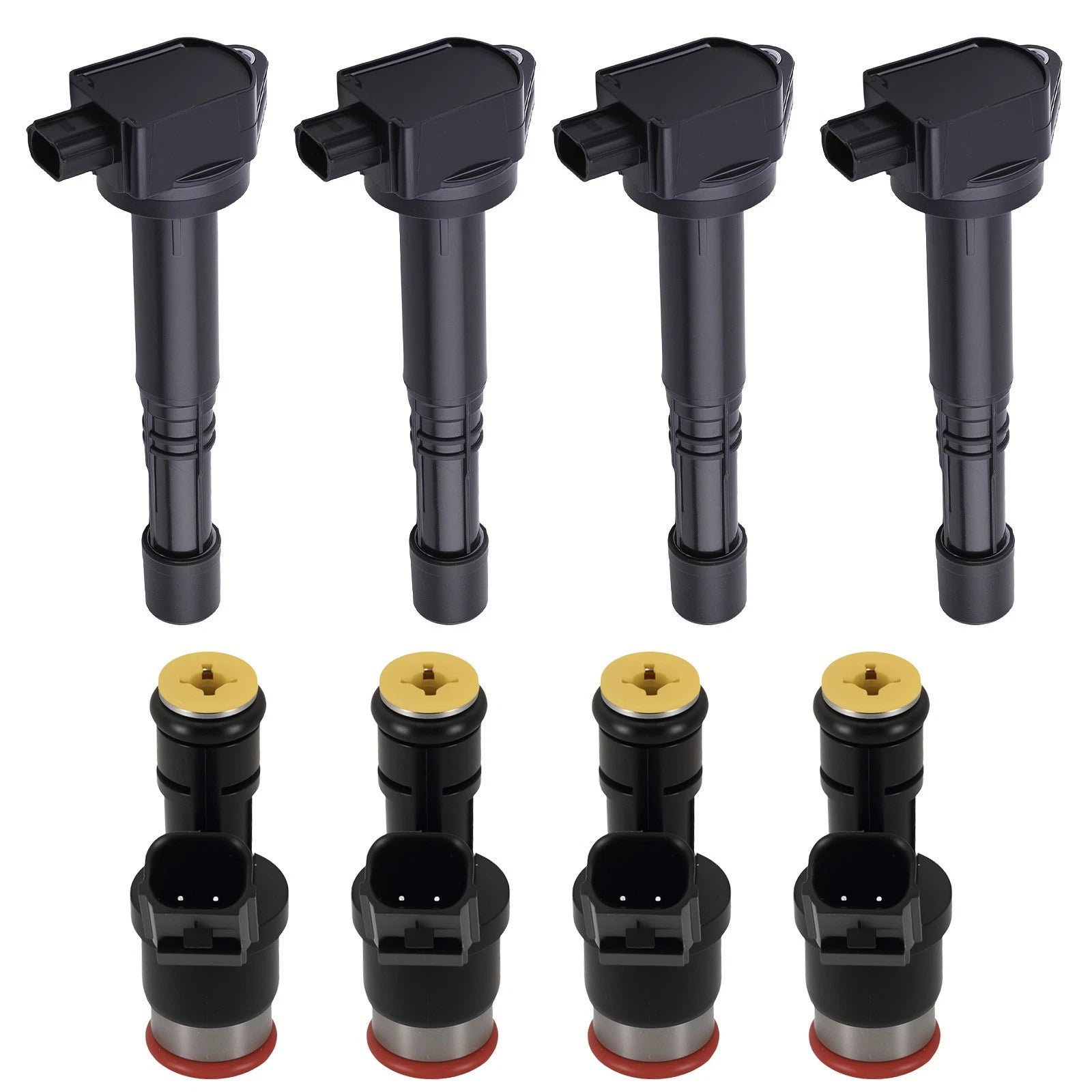 Set of 4 Fuel Injectors + 4 Ignition Coils for Acura ILX 2.4L (2013–2015)