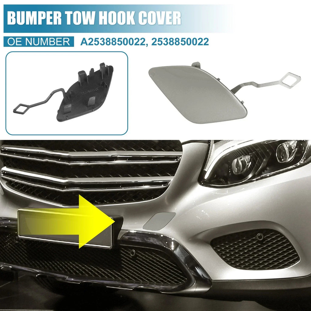 Front Bumper Tow Hook Cover for Mercedes-Benz (2019-2023) Deep Silver Tone