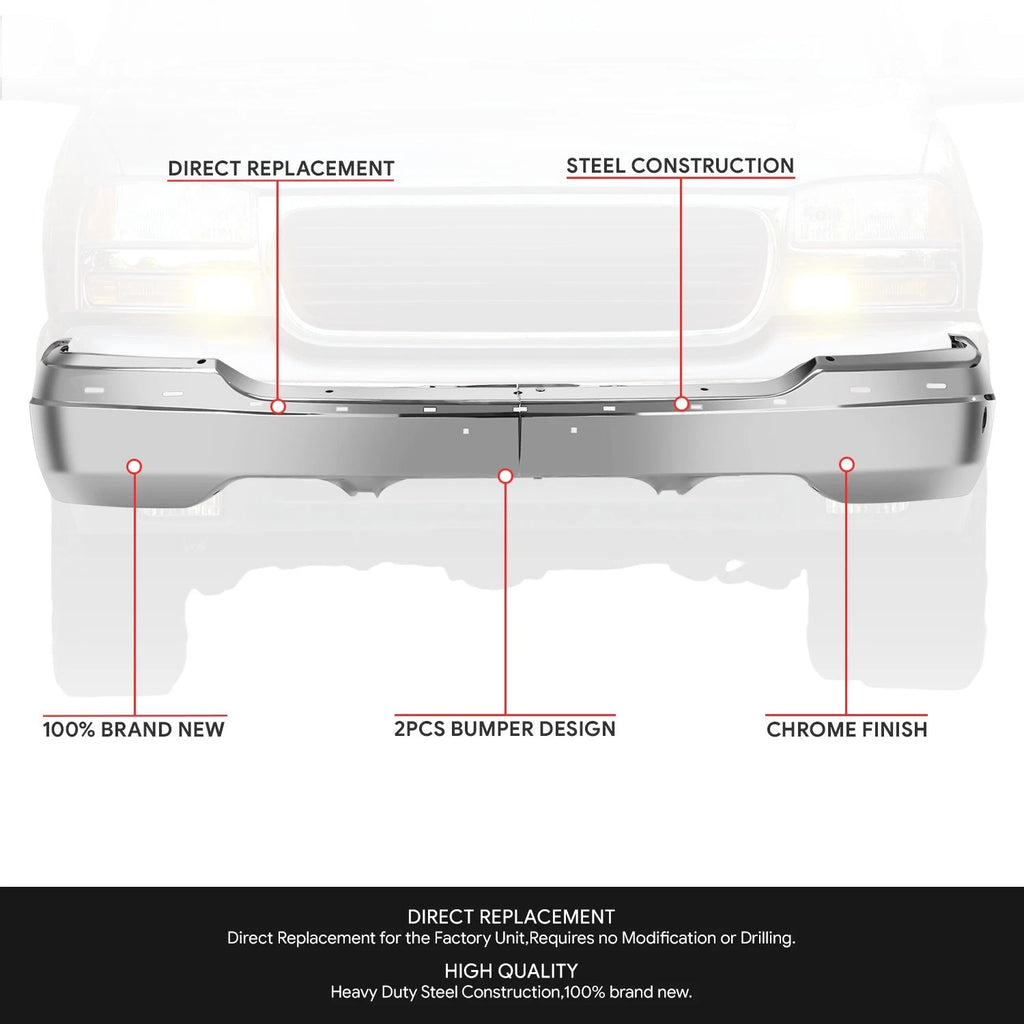Chrome Steel Front Bumper Face Bar for GMC Sierra Yukon (1999–2006)