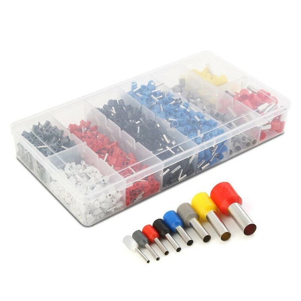 Set of 1200 Crimp Terminals for Electricians - Tubular, Cold Crimp, Insulation
