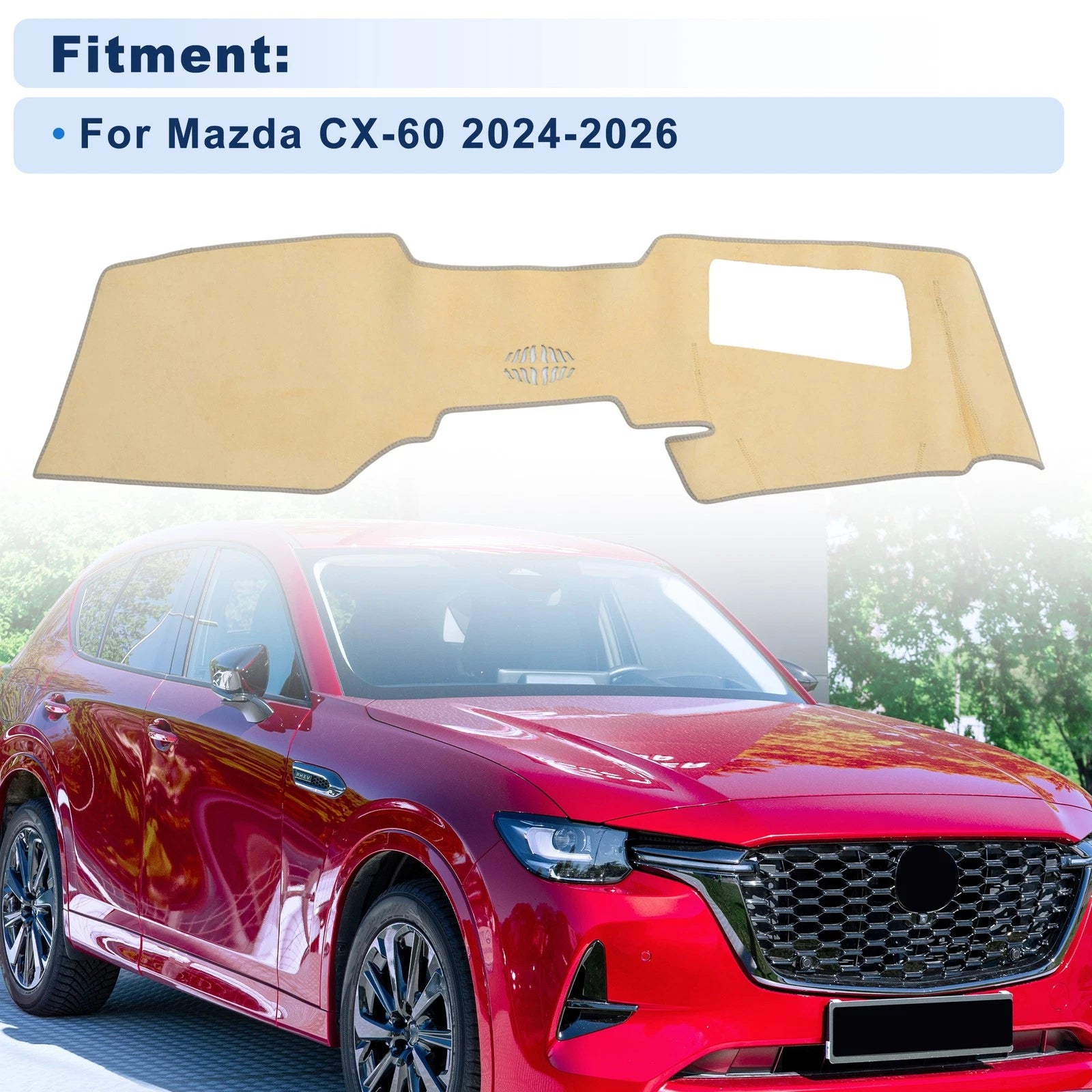 Dash Cover Set for Mazda CX-60 (2024–2026) HUD Flannel Beige