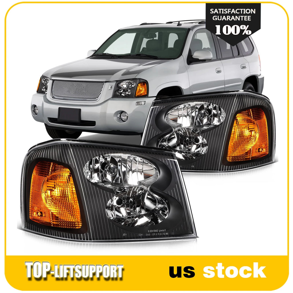 Headlight Assembly Set for GMC Envoy, GMC Jimmy (2002–2009) Black