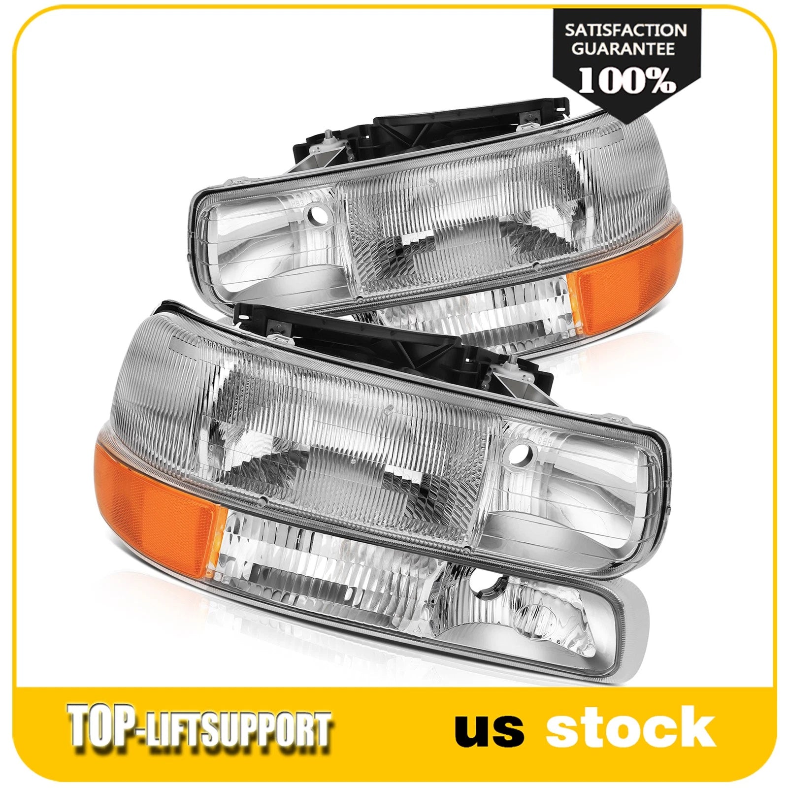 Headlight Assembly for Chevy Silverado 1999–2002 / Suburban Tahoe 2000–2006 (Set of 2)