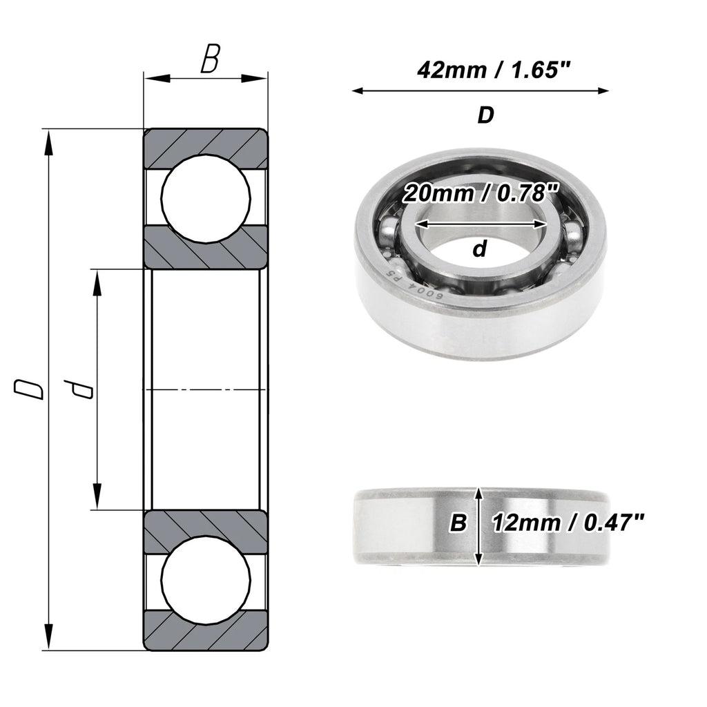 6004 Deep Groove Ball Bearing for Scooter Skateboard Wheel (20x42x12mm)
