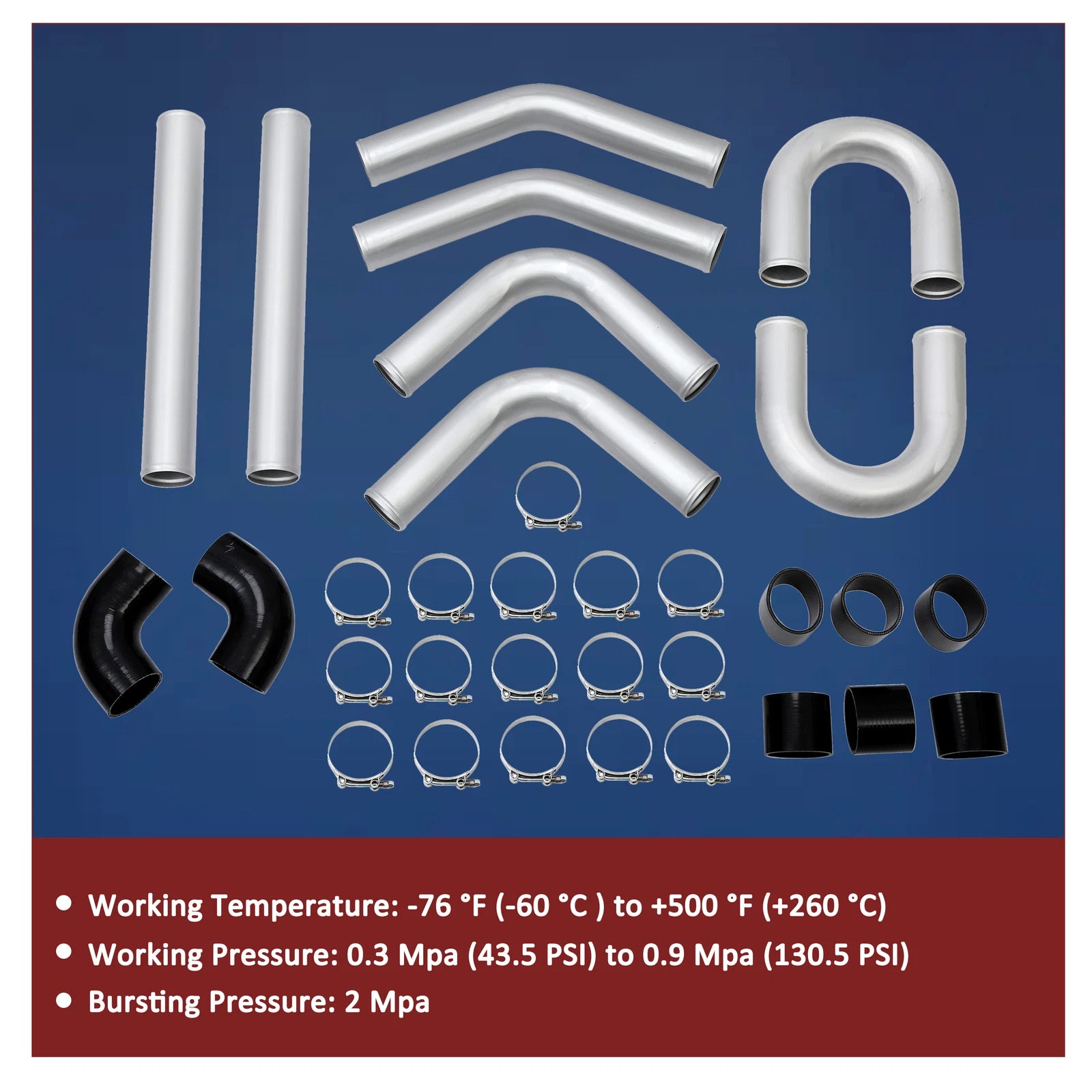 3" Aluminum Intercooler Piping Kit for Universal Applications