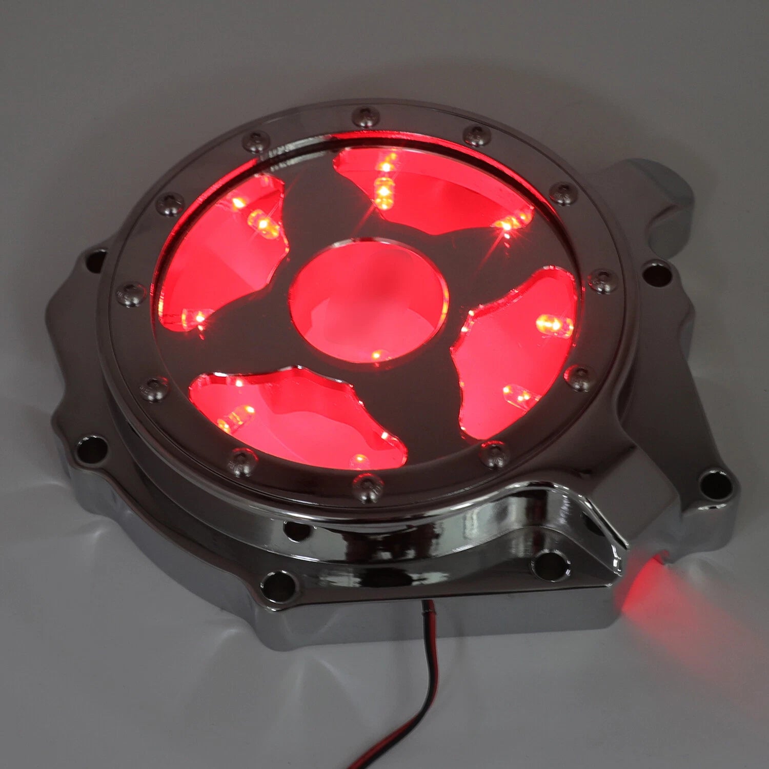 Chrome Engine Stator Cover with Red LED for Honda CBR1000RR (2004–2007) & CB1000RA (2008–2024)