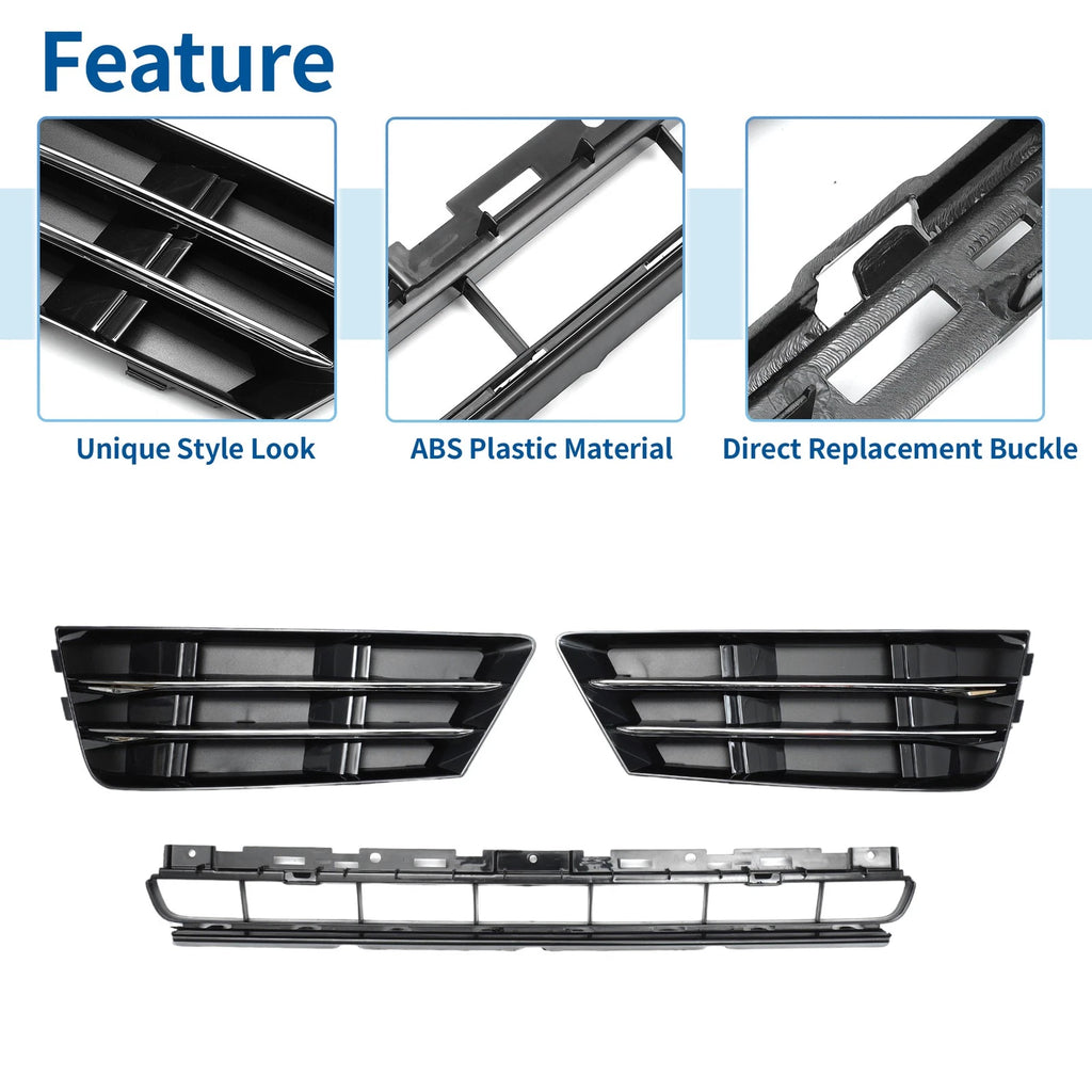 Front Lower Bumper Grille for Audi A4 B9 (2016–2018) Black with Square Hole
