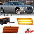 2X Amber Lens Full LED Front Side Marker Lights for Chrysler 300 (2005–2010)