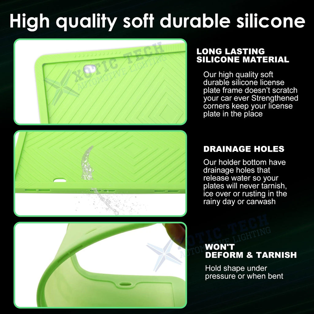 Silicone License Plate Frame for Nissan (2017-2021) 2-Pack Luminous Green