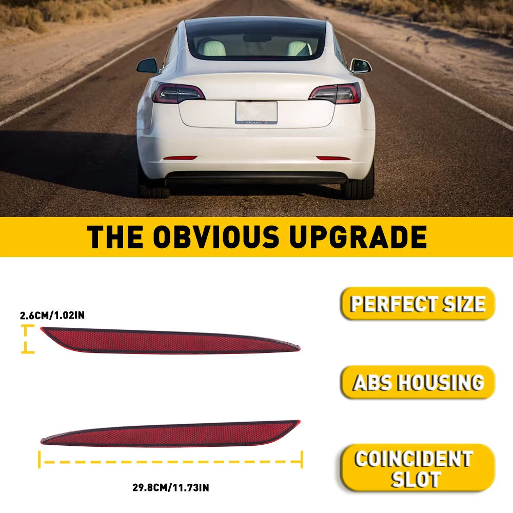 Set of 2 Rear Bumper Reflector Lights for Tesla Model 3 (2017-2023)