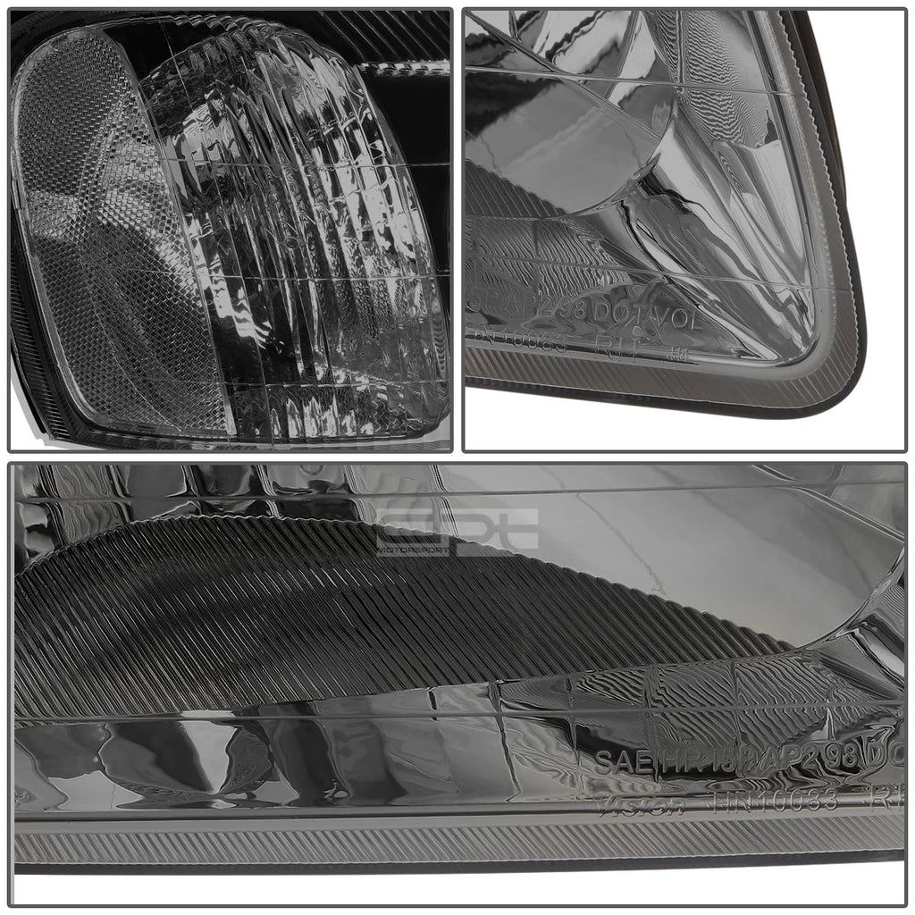 Pair of Smoked Housing Clear Corner Headlights for Hyundai Accent (2000–2002)