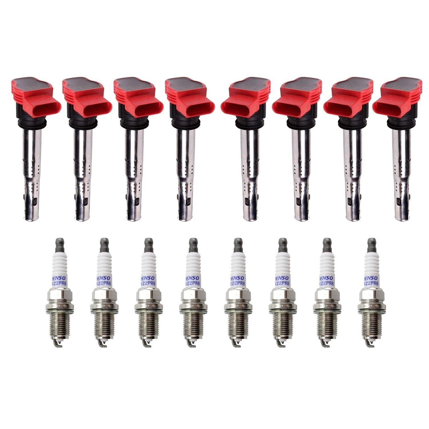 Set of 8 Ignition Coils & Denso Platinum Spark Plugs for Audi VW BMW V8
