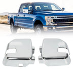 Set of 2 Chrome Mirror Covers with Turn Signal for Ford F250 F350 (2017–2022)