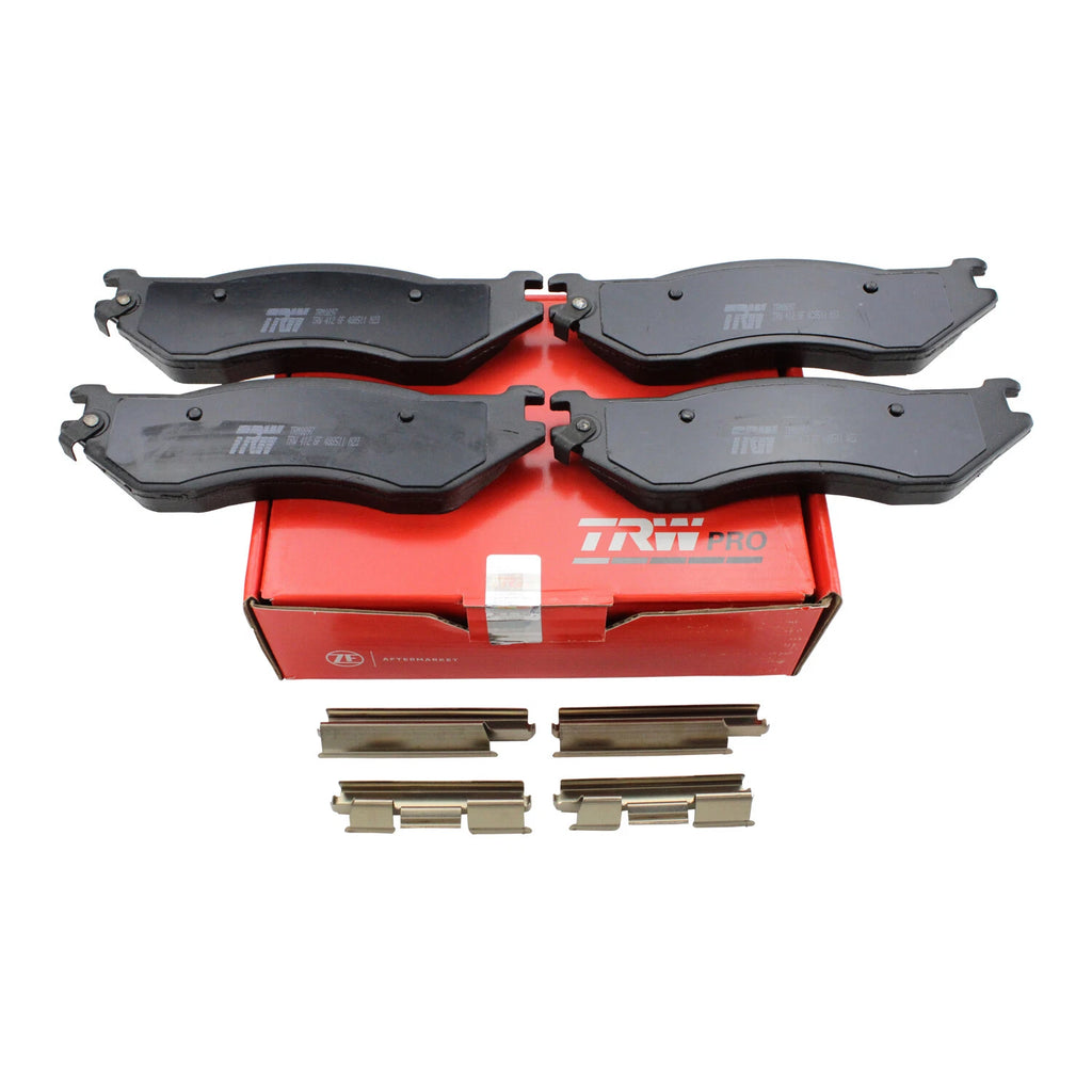 Set of 4 TRW Pro Metallic Brake Pads with Hardware for Dodge Ram 1500 (2002)