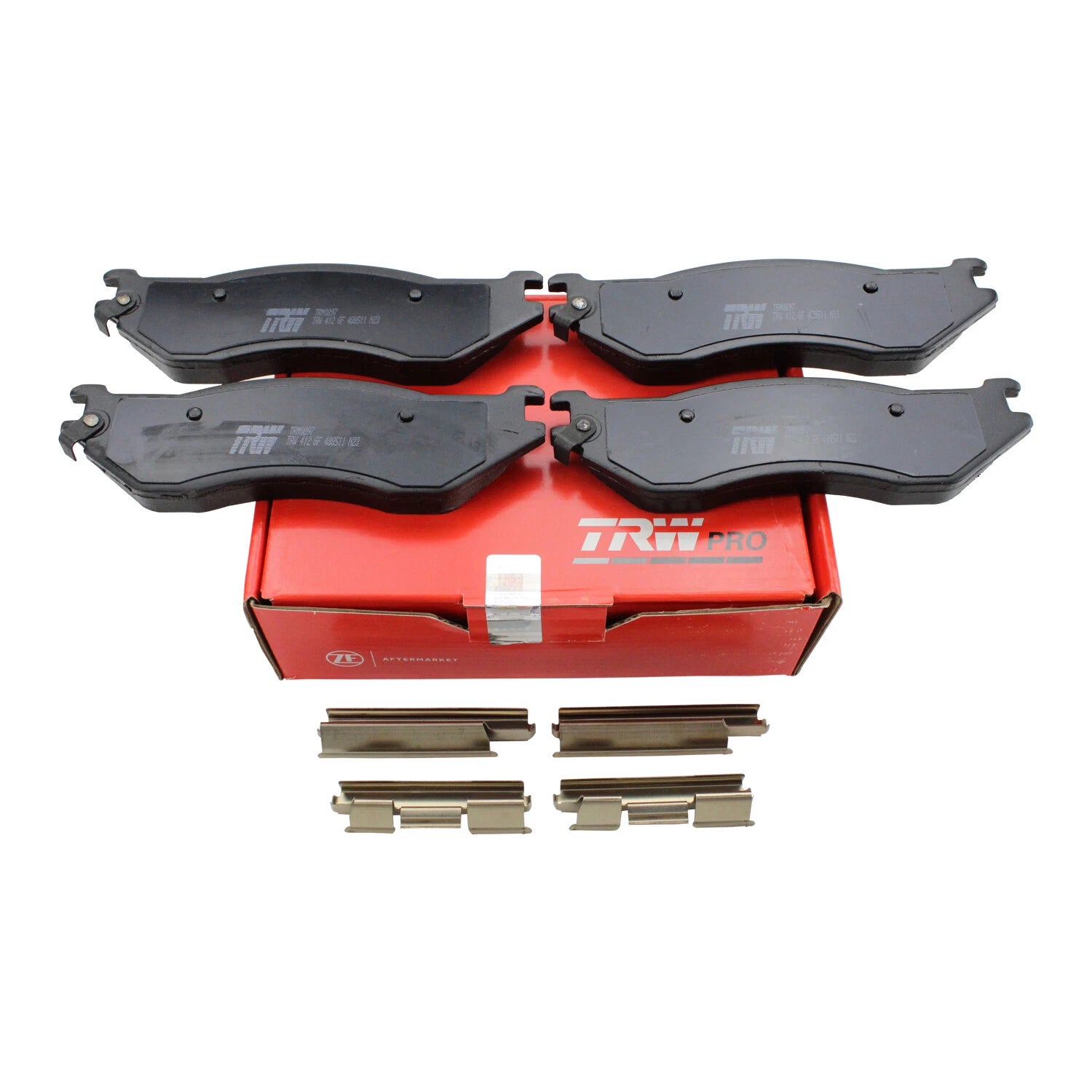Set of 4 TRW Pro Metallic Brake Pads with Hardware for Dodge Ram 1500 (2002)