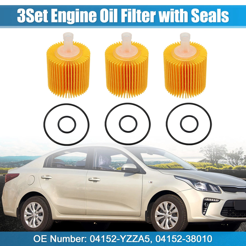 Set of 3 Engine Oil Filters 04152-YZZA5 04152-38010 04152-0R010 for Toyota Tundra (2007–2021)