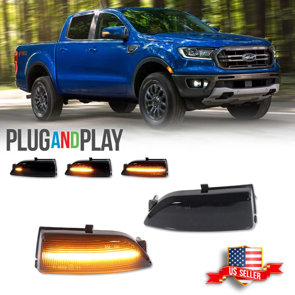 Dynamic LED Side Mirror Indicator Lights for Ford Ranger Lariat (2011–2022)