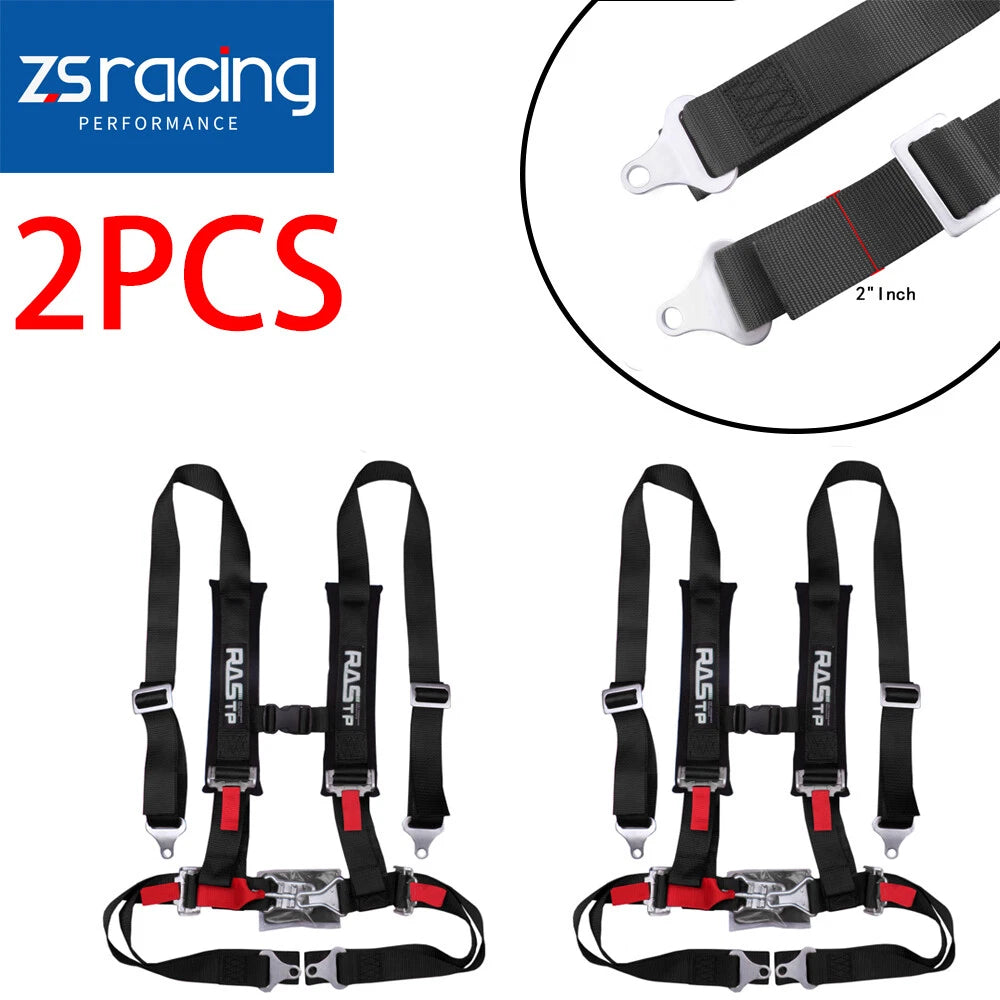 2X Black 4-Point Racing Harness Straps for Universal Cars