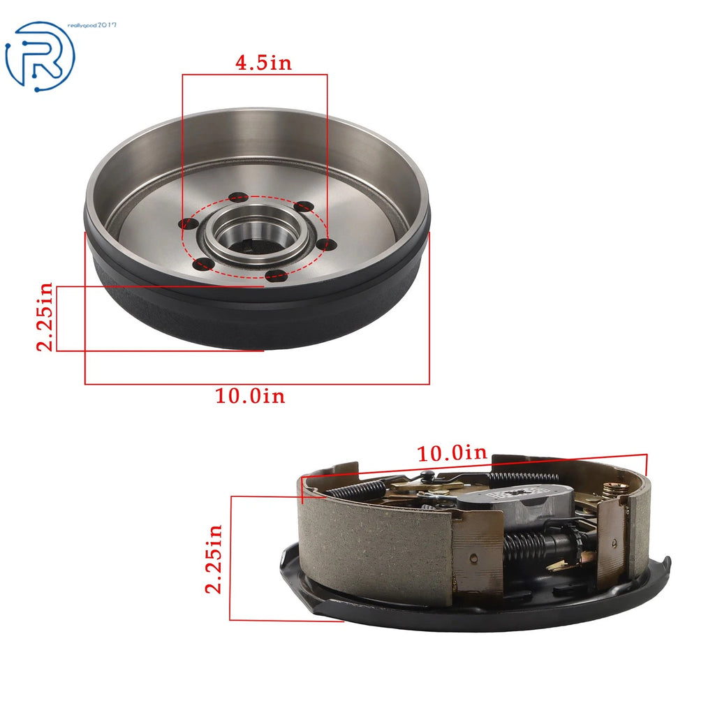 Trailer Hub Drum Kit 5 on 4.5" for 3500 lbs Axles (10"x2-1/4")
