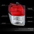 Chrome Red Driver Left Tail Light Assembly for Toyota 4Runner (2010–2013)